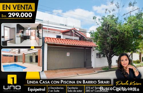 Casa en venta con piscina, Barrio Equipetrol