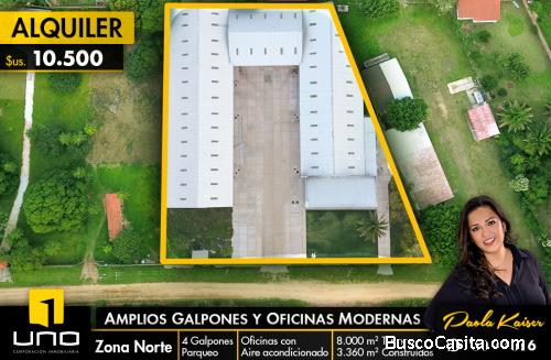 Galpones y oficinas en alquiler, Zona Norte