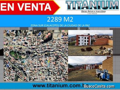 Terreno de 2289 M2 en la zona Sur(cotacota) de la ciudad de LA PAZ 