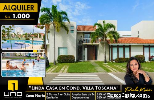 Casa en alquiler Condominio Zona Norte