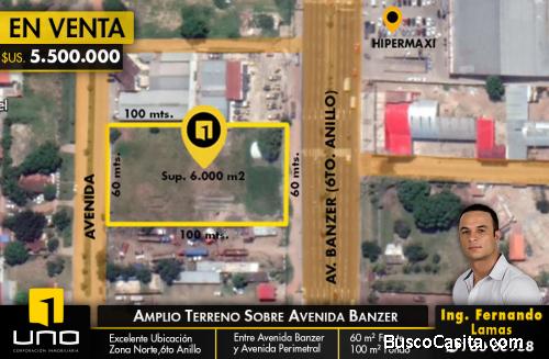 Amplio Terreno en Venta Sobre Avenida Banzer 