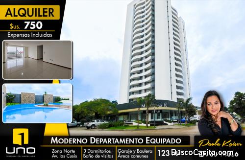 Moderno departamento en alquiler, Condominio Macororo 10
