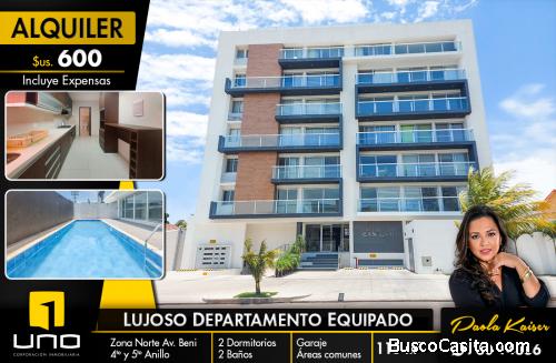 Lujoso departamento a estrenar en alquiler