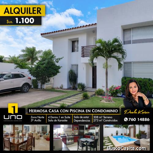 Hermosa casa con piscina en alquiler
