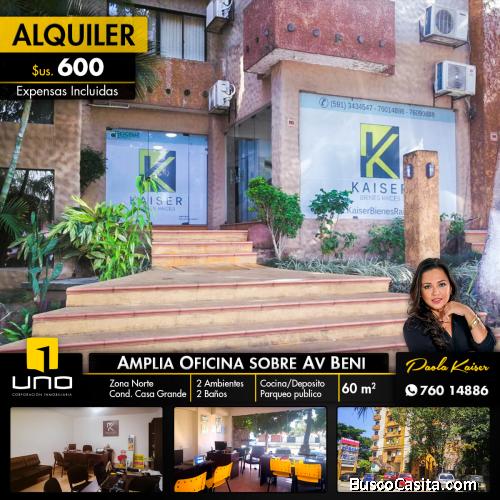 Oficina en alquiler sobre Avenida Beni