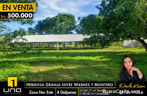Granja agricola en venta, entre Warnes y Montero
