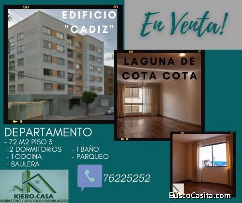 ACOGEDOR  DEPARTAMENTO EN VENTA UBICADO EN LA LAGUNA DE COTA COTA!!
