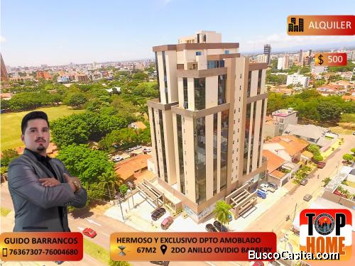 HERMOSO DEPARTAMENTO DE 1 DORMITORIO EN ZONA RESIDENCIAL Y EN CONDOMINIO EXCLUSIVO, (OVIDIO BARBERY)