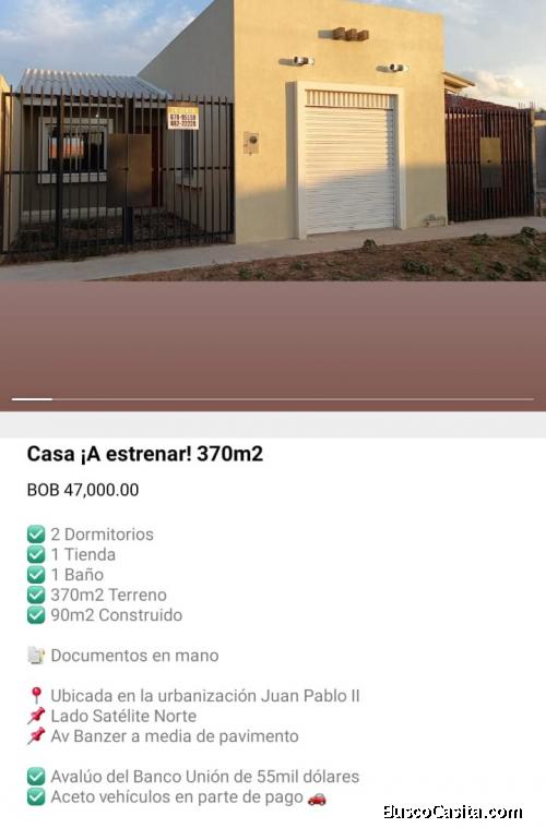 Venta de Casa a Estrenar Zona Norte