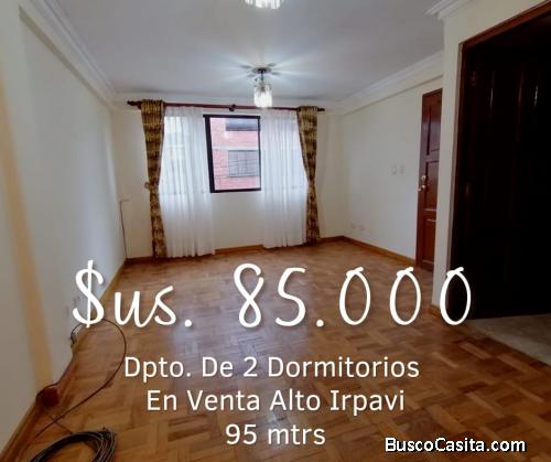 $us.85.000.- LINDO DPTO.  2D de 95 mtrs VENTA  ALTO IRPAVI LPZ
