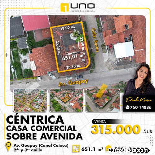 Céntrica casa comercial sobre avenida en venta