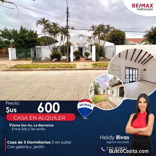 CASA EN ALQUILER AV. LA BARRANCA
