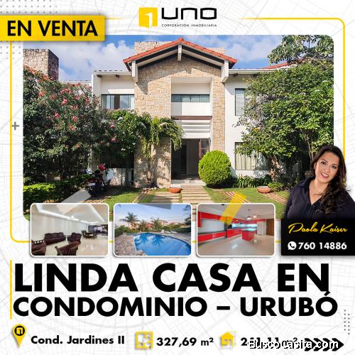 Linda casa en venta, Condominio Jardines del Urubo, 4 habitaciones