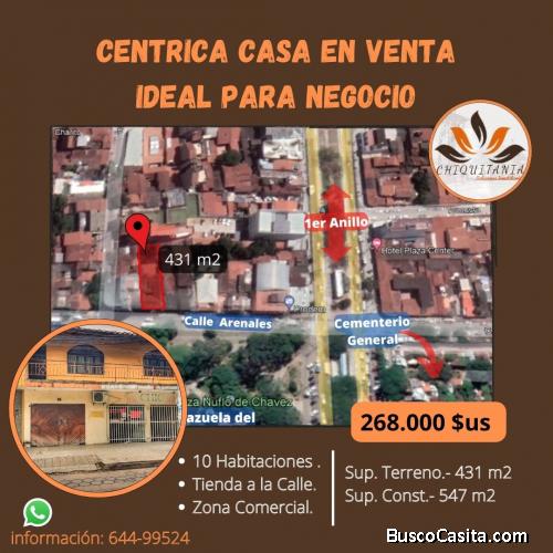 Centrica casa en Venta Ideal para Negocio en Santa Cruz
