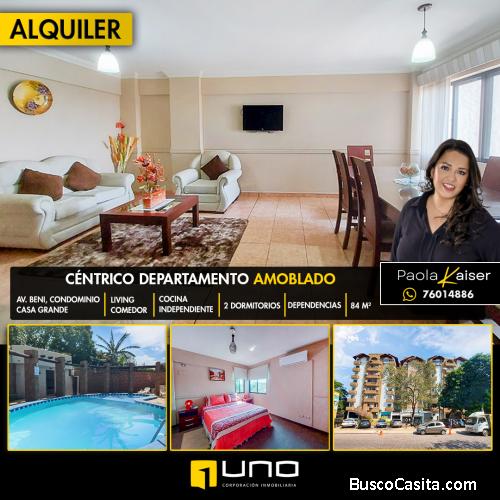 Centrico departamento amoblado en alquiler