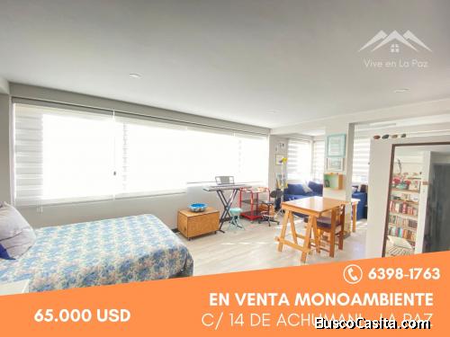 LUMINOSO, AMPLIO Y ACOGEDOR MONOAMBIENTE EN VENTA
