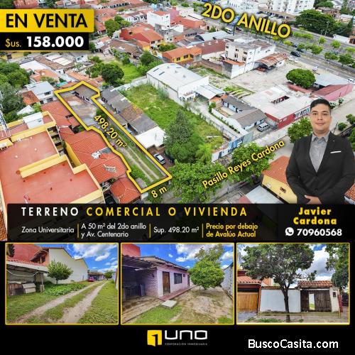 TERRENO EN VENTA ZONA UAGRM 498MTS