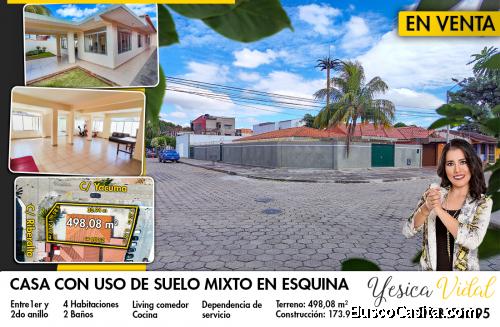 CENTRICA CASA EN VENTA EN ESQUINA A UNA CUADRA DEL 1ER ANILLO Y AV. TRINIDAD - USO DE SUELO MIXTO