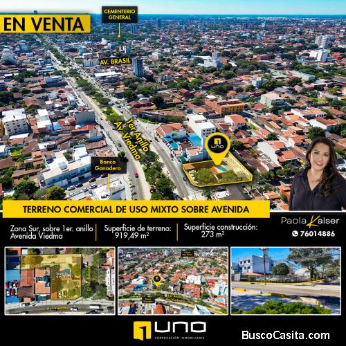 Terreno de uso mixto en venta, sobre avenida, Santa Cruz