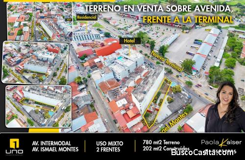 terreno en venta sobre avenida, frente a la terminal de buses bimodal, Santa Cruz