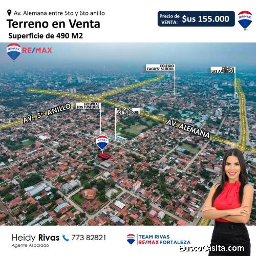 Terreno de 490 m2 en venta Av. Alemana