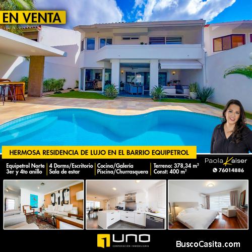 Hermosa casa con piscina en venta, Equipetrol, Santa Cruz