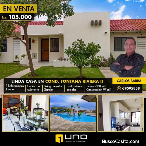 CASA EN VENTA COND. RIVIERA II ZONA NORTE