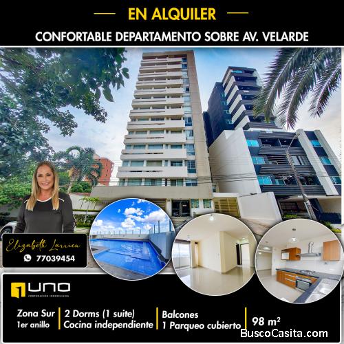 Departamento en alquiler en condominio en la zona sur