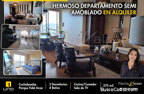 Moderno departamento amoblado en alquiler, Cochabamba, parque Fidel Anze