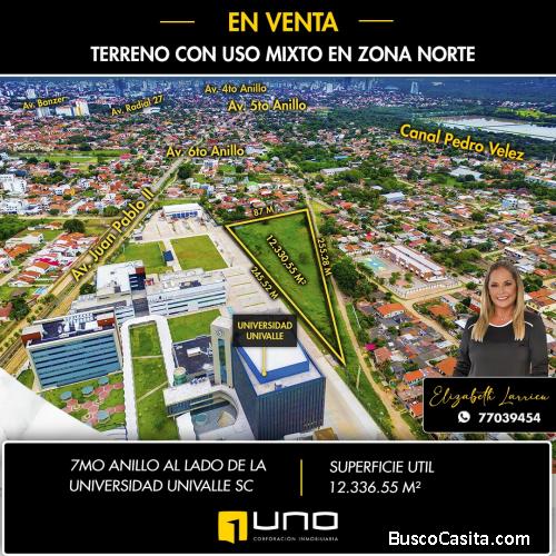 Terreno en venta zona norte 7mo anillo (Lado Univalle)