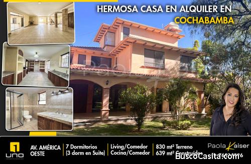 Hermosa casa en alquiler, Avenida America oeste