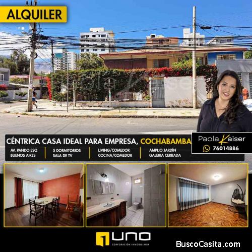 Casa en alquiler sobre avenida Pando, Cochabamba