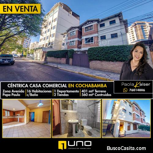 Centrica casa comercial rentable en Cochabamba