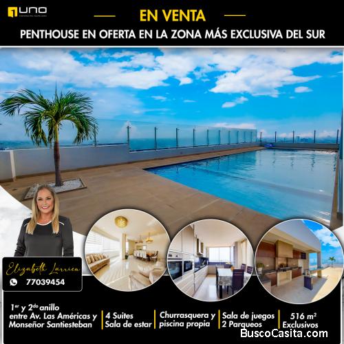Penthouse de lujo con piscina propia en venta zona sur 
