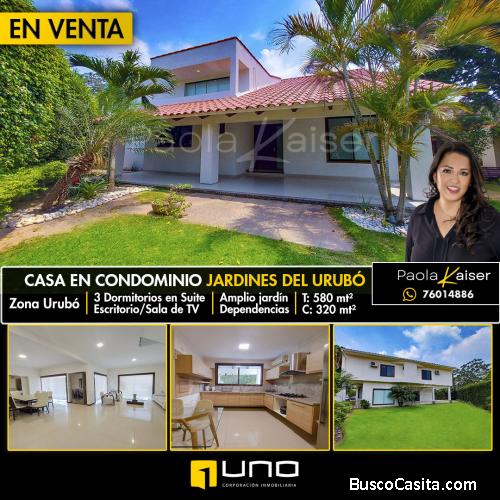 Linda casa en venta, Condominio Jardines del Urubo