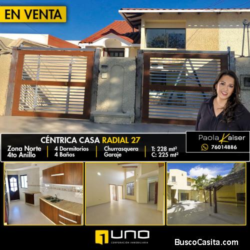 Centrica casa en venta, Zona Norte, Radial 27, cuarto anillo