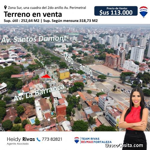 Terreno en esquina a una cuadar del 2do anillo Av. El Trompillo