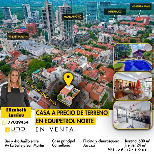 Casa a precio de terreno en venta en Equipetrol Norte 