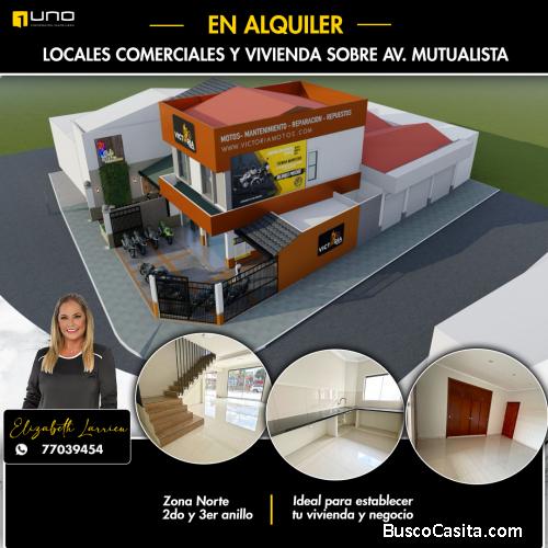 Locales comerciales y casa amplia en alquiler sobre Av. Mutualista