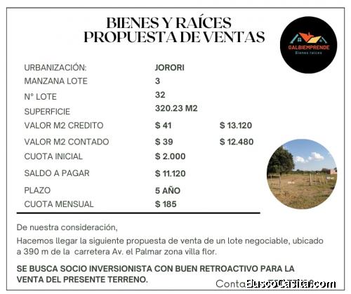 LOTE EN VENTA AL CREDITO Y AL CONTADO