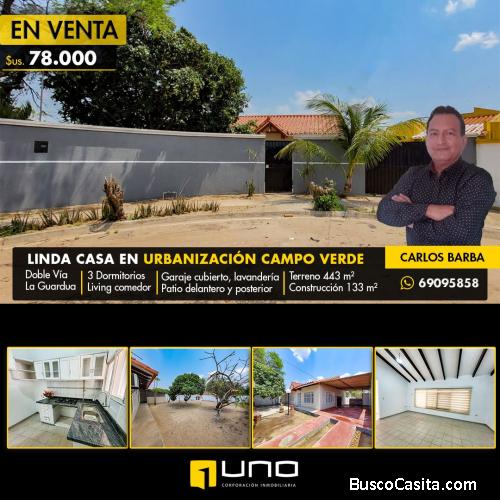 CASA EN VENTA URBA. CAMPO VERDE