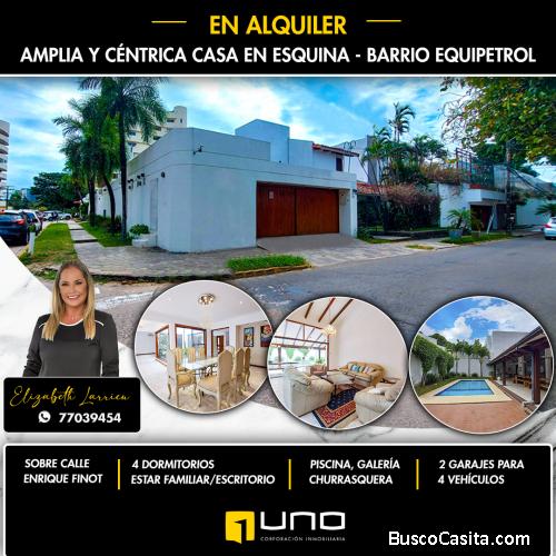 Casa con piscina en alquiler Barrio Equipetrol
