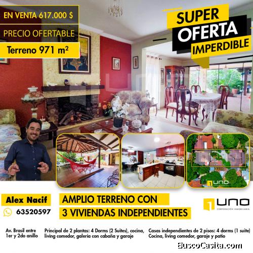 Casa comercial con ingresos fijos de 1000$ en alquiler 