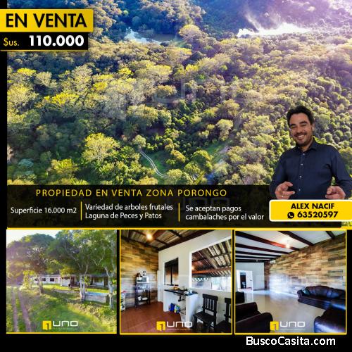 Quinta en venta de 16000 m2 Zona Porongo