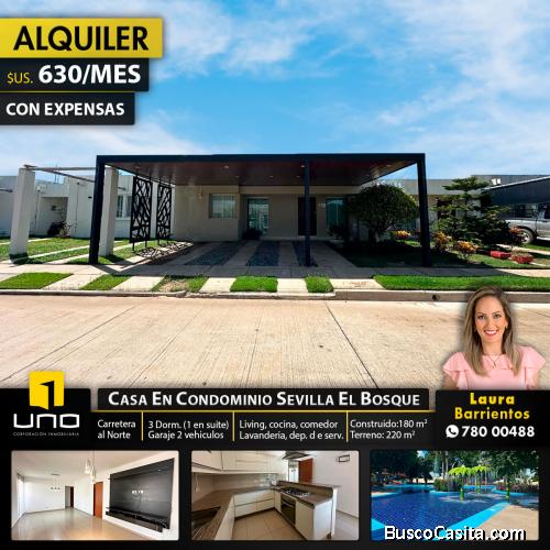 CASA EN ALQUILER EN CONDOMINIO SEVILLA EL BOSQUE