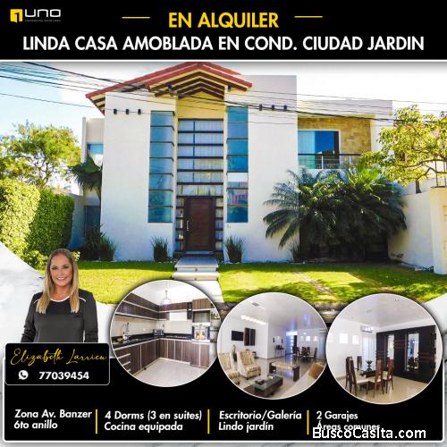 Casa semiamoblada en alquiler zona norte Condominio Ciudad Jardin