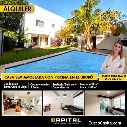 Casa Semiamoblada en Alquiler en el Urubó con expensas incluidas