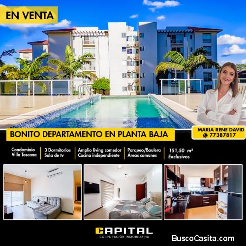 Hermoso departamento de 3 dormitorios en Venta en Condominio Villa Toscana + Baulera + Parqueo