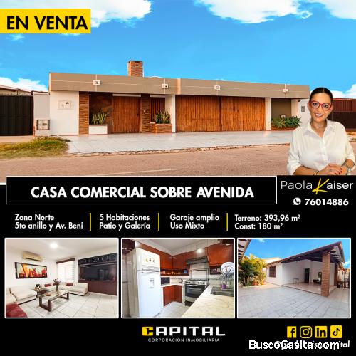 Casa comercial en venta sobre avenida quinto anillo, Zona Norte, Santa Cruz
