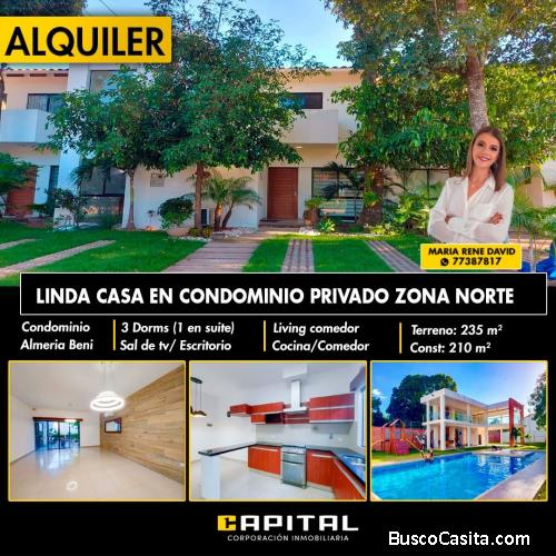 Casa en Alquiler de 3 dormitorios en la Zona Norte (con expensas)